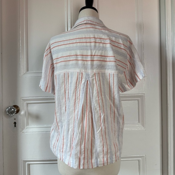 Madewell Women’s Beachside Striped Cotton Blend Cropped Button-Up Shirt XXS Blue - Picture 14 of 15